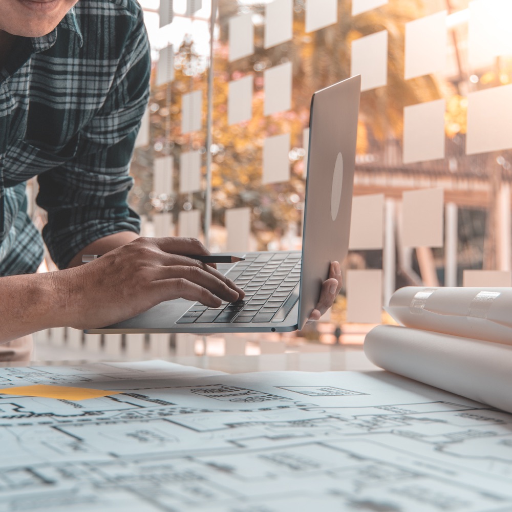 Pre-construction planning over architectural blueprints